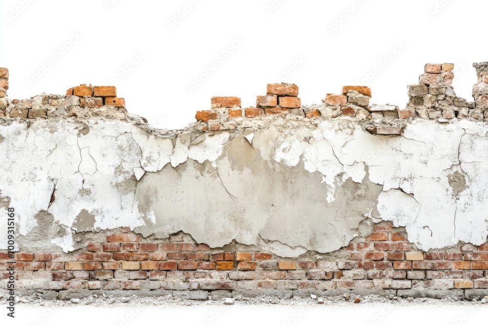 Poster An old brick wall with a few bricks missing, perfect for use as a background or texture image