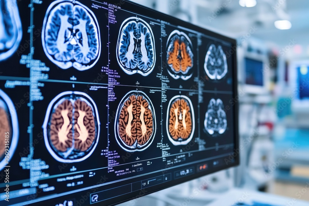Poster multiple mri images displayed on a computer screen, suitable for medical or healthcare-related uses