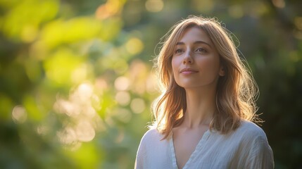 Fototapeta premium Serene Portrait of a Woman in Nature
