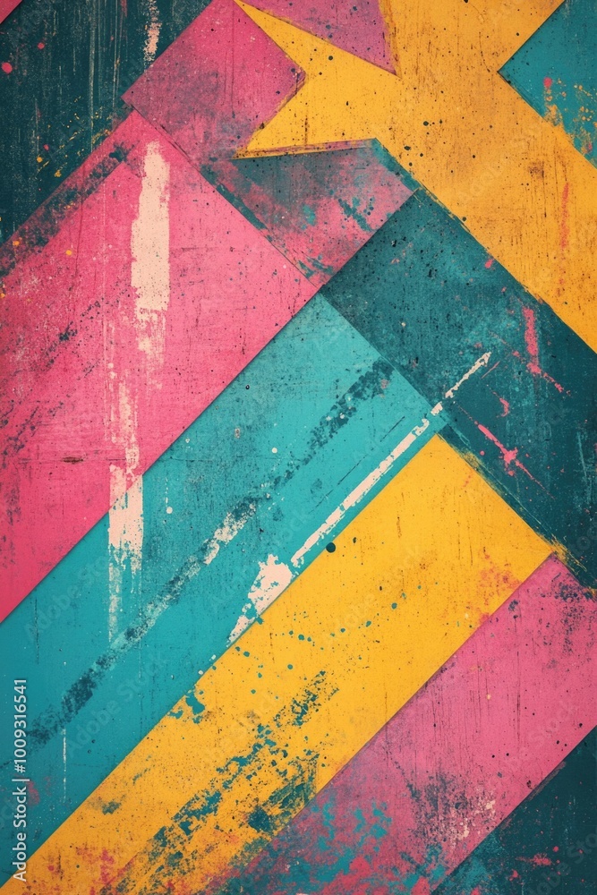 Poster A colorful wall with painted arrows, perfect for use in presentations, tutorials or educational materials