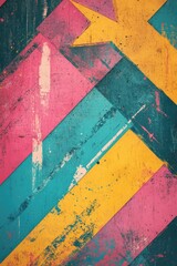 Naklejka premium A colorful wall with painted arrows, perfect for use in presentations, tutorials or educational materials