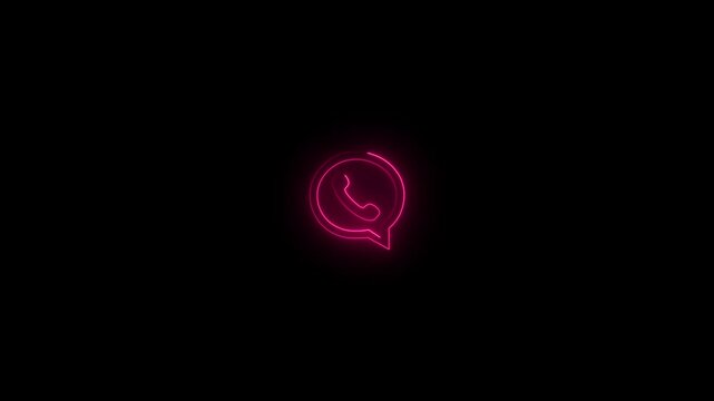 Glowing call icon animation. call concept on mobile phone screen animation . Neon red and blue call icon voice animation on dark background.