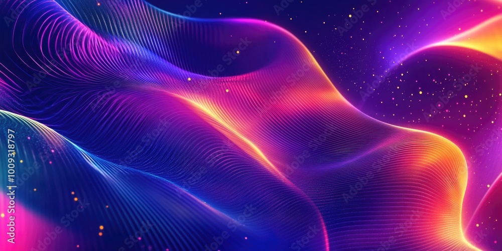 Poster A vibrant background with geometric patterns and celestial elements