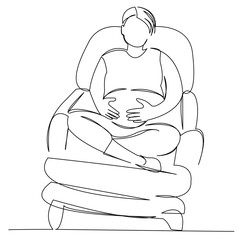 One continuous single drawing line art doodle girl, woman, pregnant, pregnancy, young. Isolated flat illustration hand draw contour on a white background
