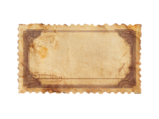 Blank vintage ticket with textured paper isolated on transparent background