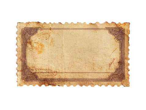 Blank vintage ticket with textured paper isolated on transparent background