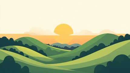 Serene Countryside Landscape at Sunset