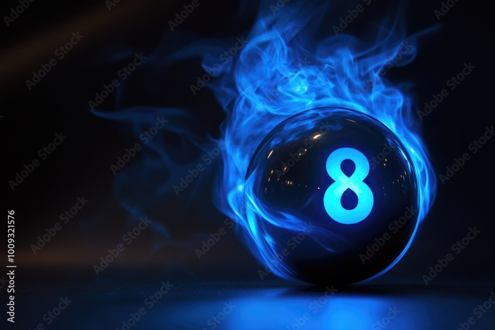 Poster a single billiard ball with the number eight displayed prominently