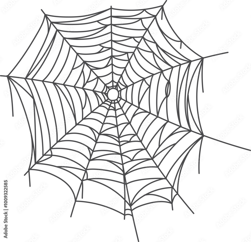 Sticker creepy spider web element. black line net