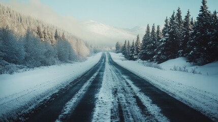 Snowy Mountains Winter Road