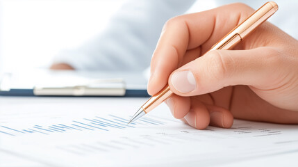 A person is writing with a pen on a piece of paper 