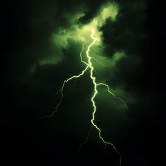Green Lightning on a Black Background