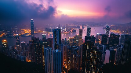 Fototapeta premium City skyline at sunset with vibrant colors