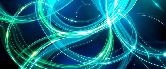 Obraz premium Vibrant Light Streams in Sapphire and Emerald for Customizable Desktop Wallpaper