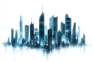 Fototapeta premium Futuristic city skyline on white background