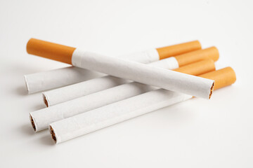 Cigarette, roll tobacco in paper with filter tube, No smoking.