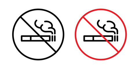 No smoking icon. No smoking area sign. Stop cigarette smoke vector illustration. Nicotine warning banner. Tobacco prohibition label. Non smoke room. Bad habit addiction sticker. Danger area sign. © Chelpanoff
