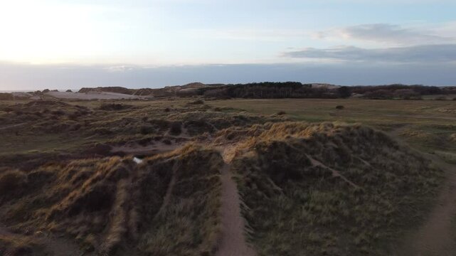 Sunset coastline Formby beach UK