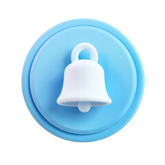 Fototapeta premium Blue round speech bubble with white bell notification 3d isolated on transparent background