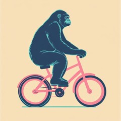 Naklejka premium Funny animals on a bike. stickers with cute animals. drawing of animal on a light background front view. autumn and winter drawings with animals. funny isolated on background