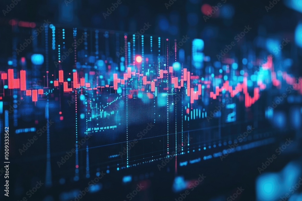 Poster close-up of a financial graph on a computer screen, suitable for business or economic reports