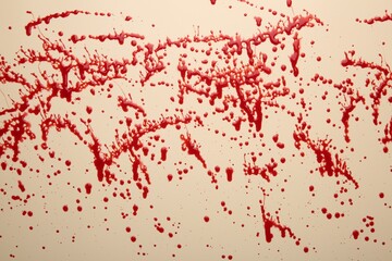 Splashes of red blood on beige background