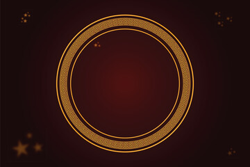 Chinese banner, Happy New Year poster. Traditional circle pattern design with stars background. Vector illustration