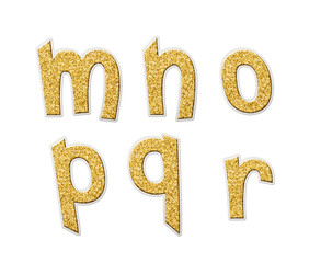 Fototapeta premium Golden classic Latin letters. Bright scrapbook tags isolated. Set 3