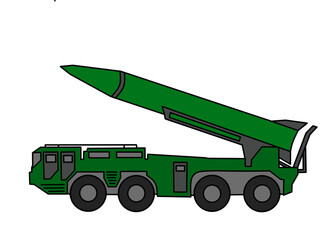 Illustration of a dark green Missile launcher military combat vehicle