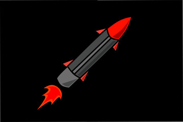 Illustration of missile, rocket, nuclear with black background 