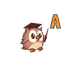 Cute owl vector print  for children's educational books