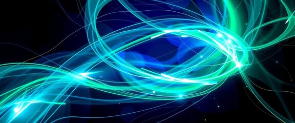 Electric Light Pulses in Sapphire and Emerald for High-Tech Creative Desktop Wallpaper