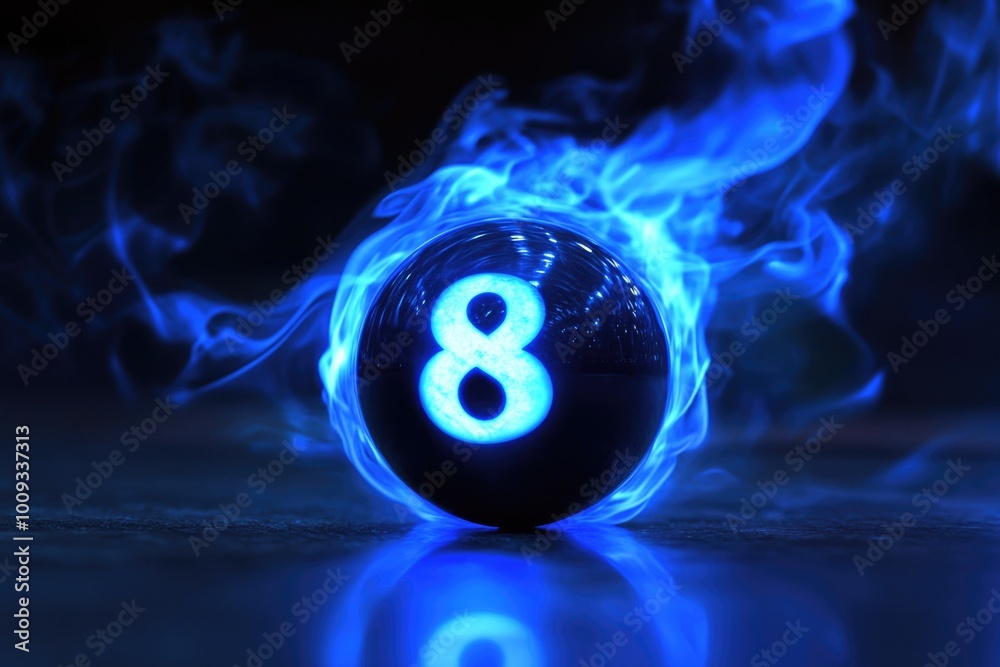Poster a single billiard ball with the number 8 displayed prominently