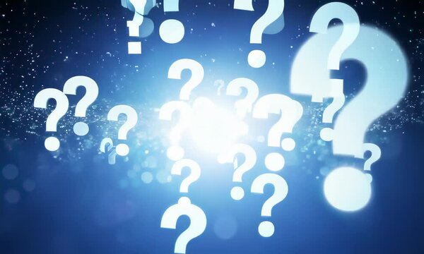 White question marks symbolize uncertainty and seeking answers.