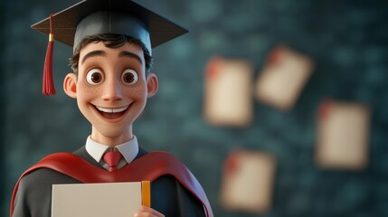 proud student holding diploma and smiling, representing academic achievement and graduation. This moment captures joy and excitement of completing educational journey