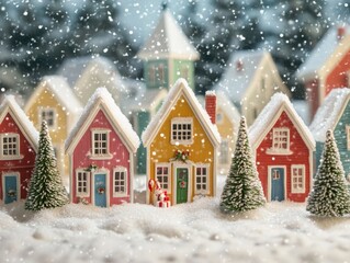 Fototapeta premium Christmas Scene with Gingerbread Houses