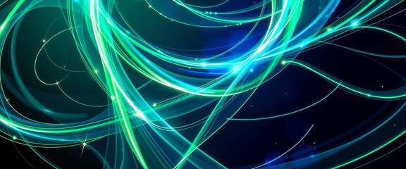 Fototapeta premium Twisting Light in Sapphire and Emerald for Customizable Digital Wallpapers