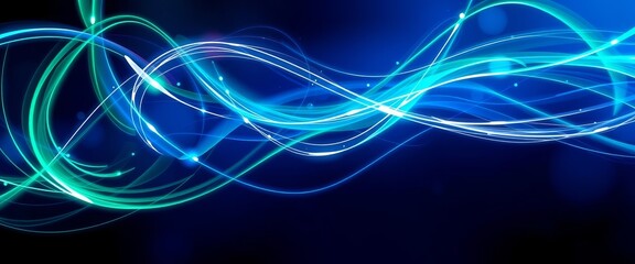 Futuristic emerald and sapphire light streaks, abstract electric energy for desktop customization