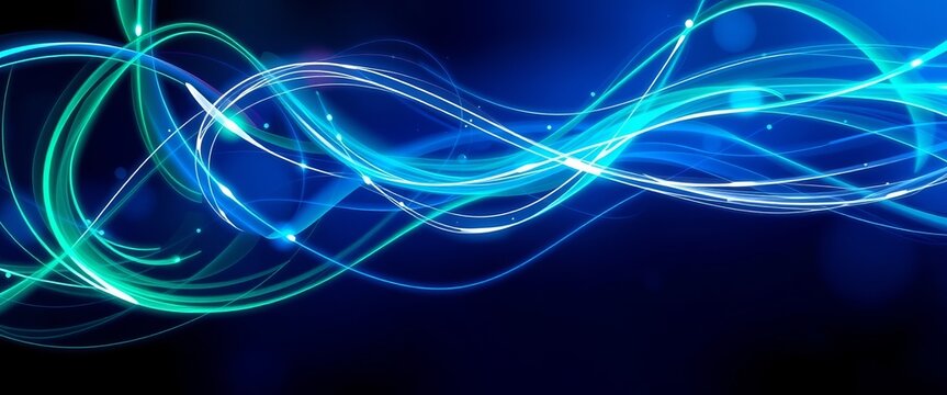 Futuristic emerald and sapphire light streaks, abstract electric energy for desktop customization