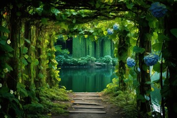 Water lake garden outdoors woodland.