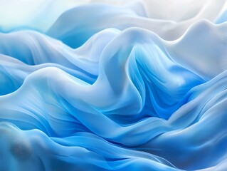 Obraz premium Flowing Blue Silk Fabric Background with Soft Waves and Folds, Creating a Serene and Elegant Texture for Luxury and Fashion Themes.