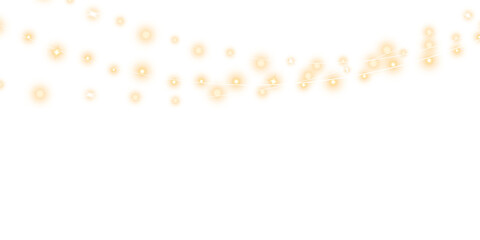 Festive Christmas light gold garlands. Set of golden Christmas glowing garlands. Decor element for postcards, invitations, backgrounds, business cards. Winter new collection 2024. PNG.