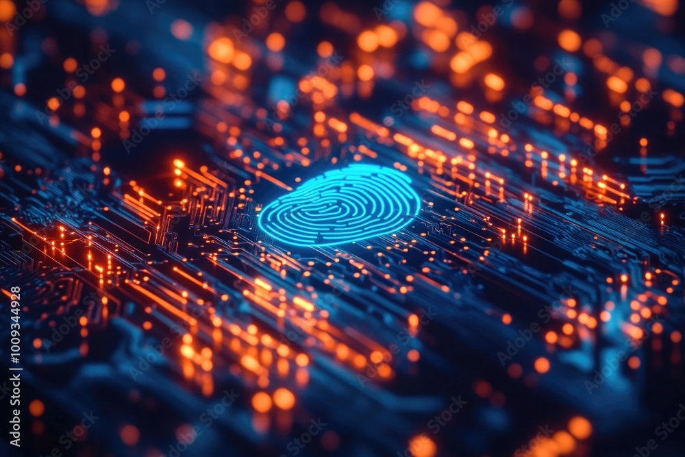 Aufkleber a fingerprint is found on the surface of a circuit board, highlighting security concerns