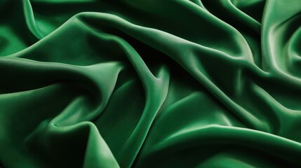 Obraz premium Green velour fabric with folds background. Emerald green velvet fabric background.