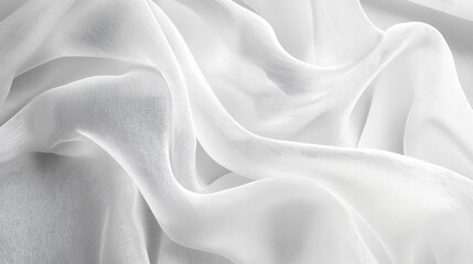 Obraz premium White organza texture background. White organza with folds background. Close-up.