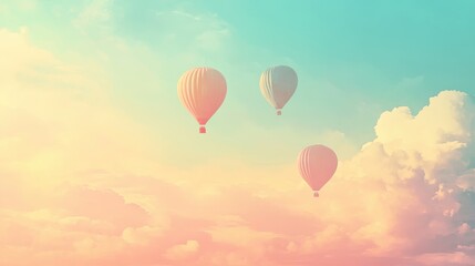 Naklejka premium Serene Hot Air Balloon Adventure in the Pastel Sky