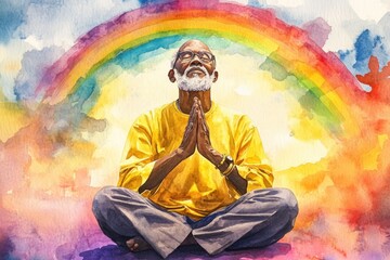 Obraz premium A person sits in a meditation pose, focusing on inner calm