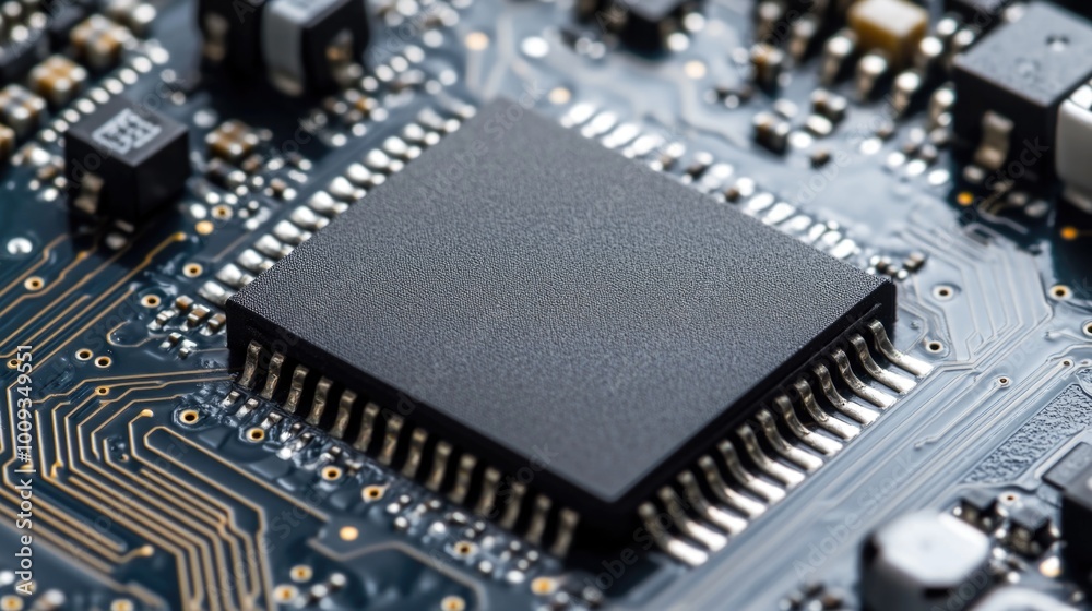 Aufkleber high-definition image of a computer chip on a motherboard
