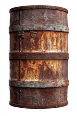 Fototapeta premium A rusty metal barrel on a white background