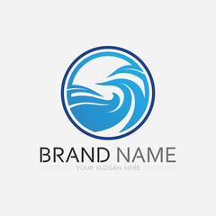 wave and water Isolated round shape logo Blue color  Sea, ocean, river surface